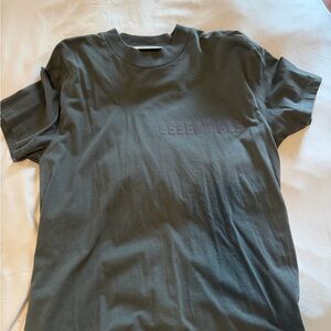 ESSENTIALS Charcoal Gray Embossed Logo Short Sleeve Tee